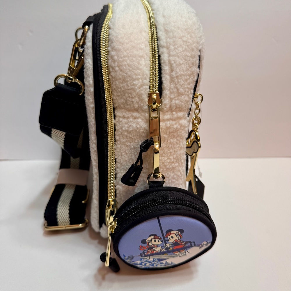 NWT Our Universe Disney Mickey Mouse Ski Sherpa Convertible Crossbody Bag. - Picture 7 of 16